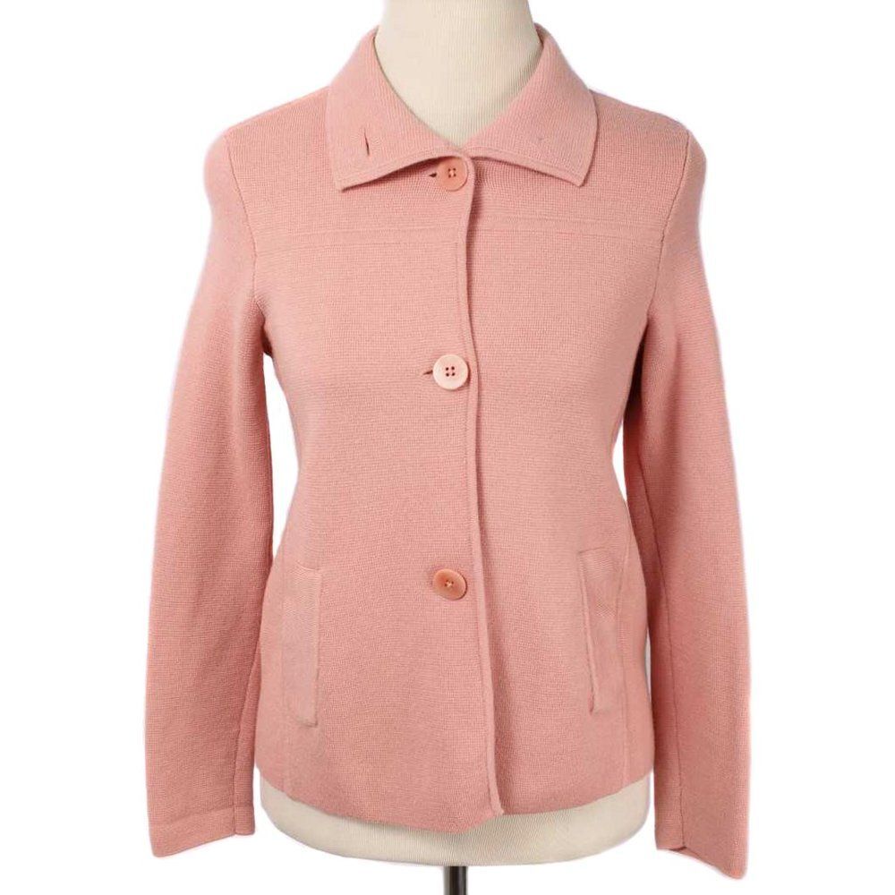 TALBOTS Peach Pink Italian Merino Wool 4 Button Cardigan Sweater Women's Size SP
